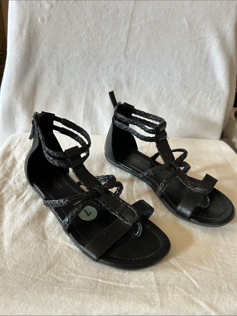 Nine West Black Braided Gladiator Sandals
